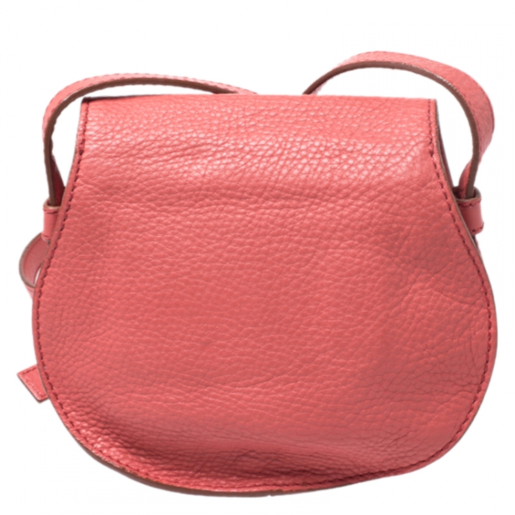 Pre Owned Chloe Coral Leather Mini Marcie Crossbody Bag