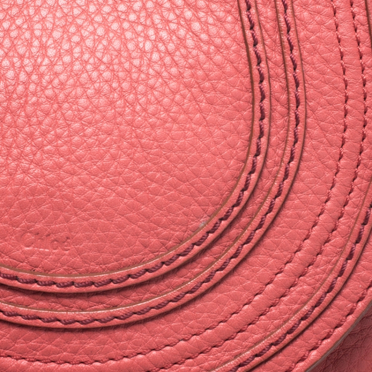 Pre Owned Chloe Coral Leather Mini Marcie Crossbody Bag
