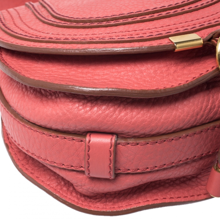 Pre Owned Chloe Coral Leather Mini Marcie Crossbody Bag