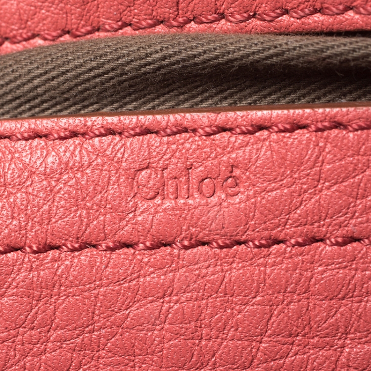 Pre Owned Chloe Coral Leather Mini Marcie Crossbody Bag