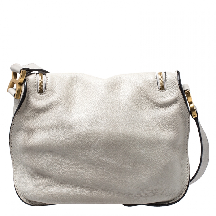 Pre Owned Chloe Grey Leather Medium Marcie Crossbody Bag