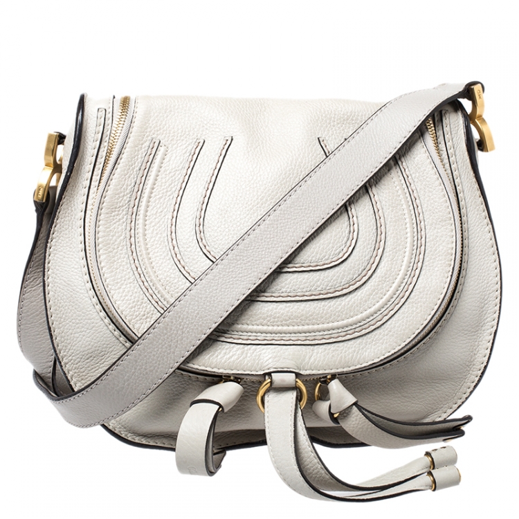 Pre Owned Chloe Grey Leather Medium Marcie Crossbody Bag