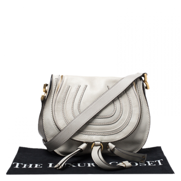 Pre Owned Chloe Grey Leather Medium Marcie Crossbody Bag