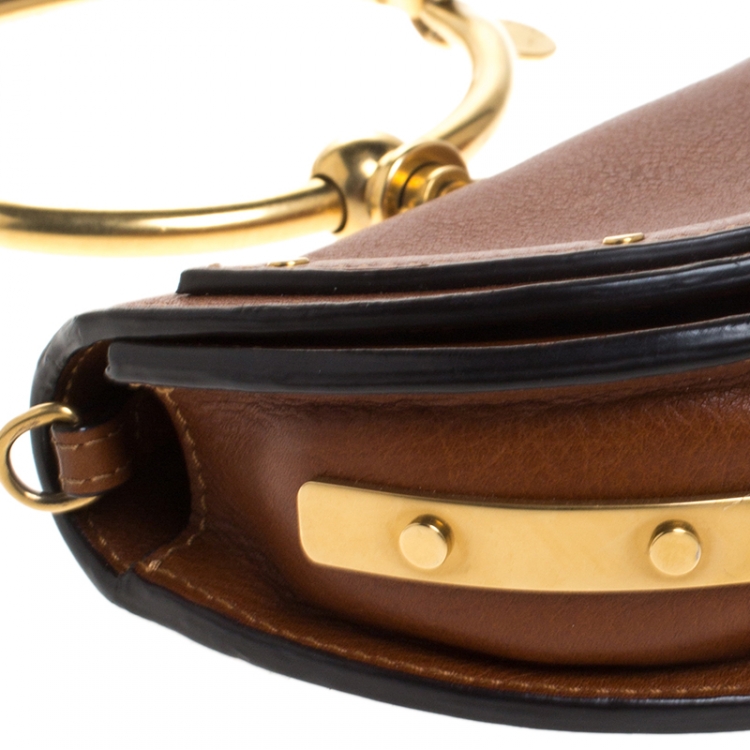 Pre Owned Chloe Brown Leather Small Nile Bracelet Minaudière Bag