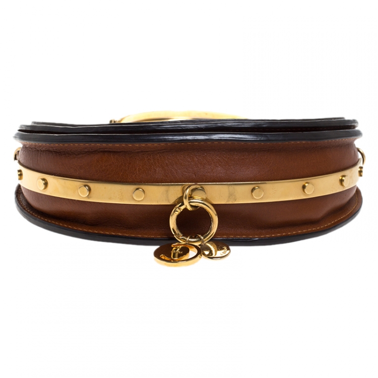 Pre Owned Chloe Brown Leather Small Nile Bracelet Minaudière Bag