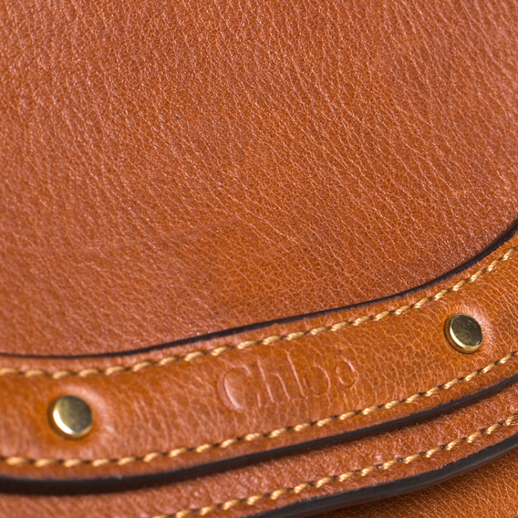 Pre Owned Chloe Brown Leather Small Nile Bracelet Minaudière Bag