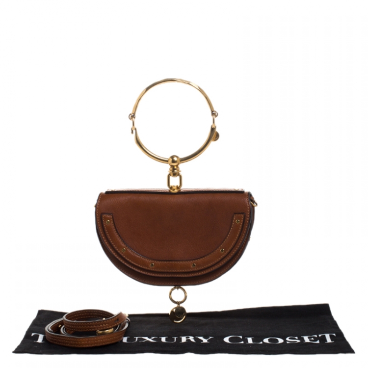 Pre Owned Chloe Brown Leather Small Nile Bracelet Minaudière Bag