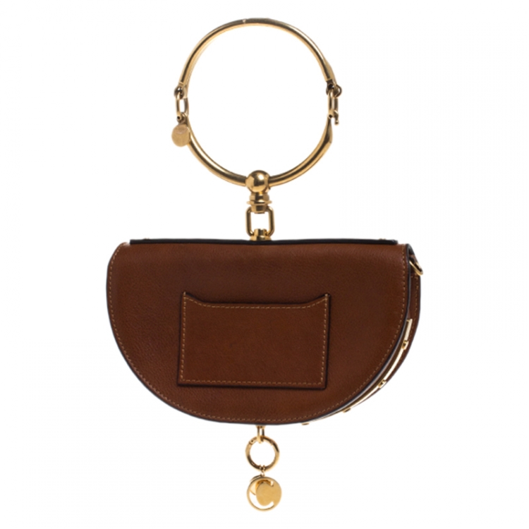 Pre Owned Chloe Brown Leather Small Nile Bracelet Minaudière Bag