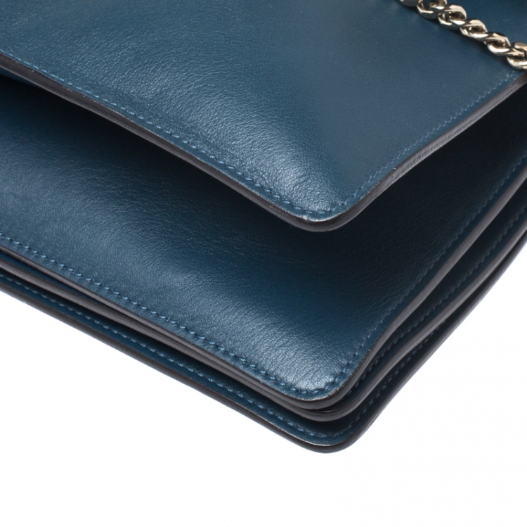 Pre Owned Chloe Dark Blue Leather and Suede Medium Faye Shoulder Bag