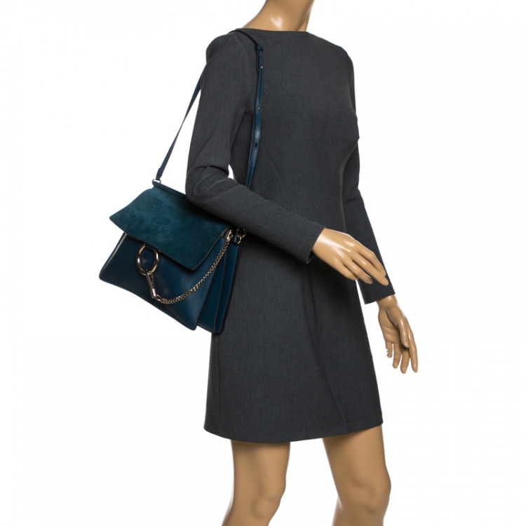 Chloe, Bags, Chloe Cloudy Blue Leather And Suede Mini Faye Bag