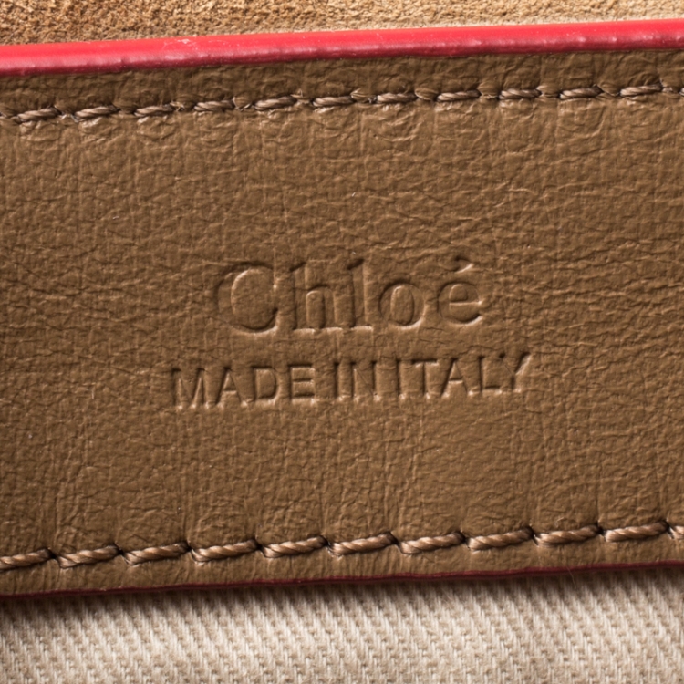 Pre Owned Chloe Brown/Red Leather Faye Daye Top Handle Bag
