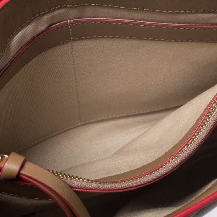 Pre Owned Chloe Brown/Red Leather Faye Daye Top Handle Bag