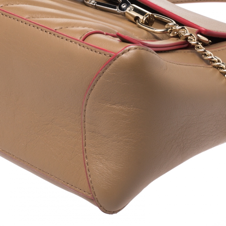 Pre Owned Chloe Brown/Red Leather Faye Daye Top Handle Bag