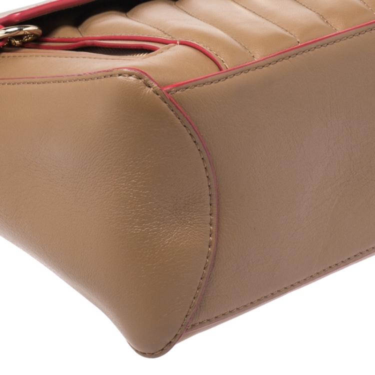 Pre Owned Chloe Brown/Red Leather Faye Daye Top Handle Bag