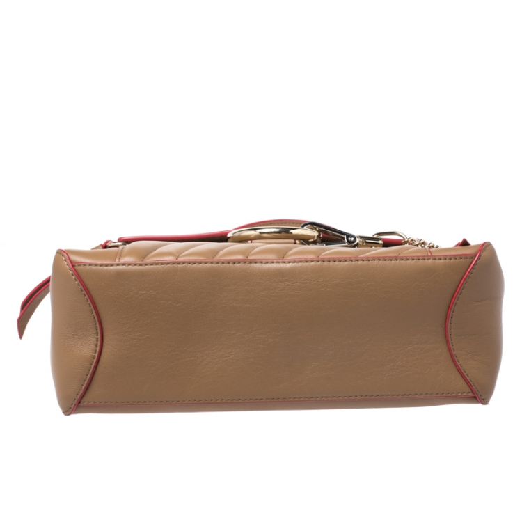 Pre Owned Chloe Brown/Red Leather Faye Daye Top Handle Bag
