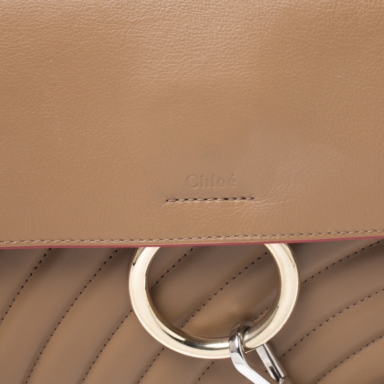 Pre Owned Chloe Brown/Red Leather Faye Daye Top Handle Bag