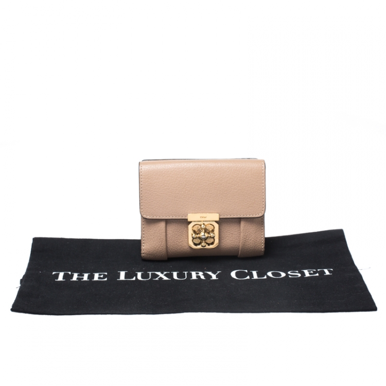 Pre Owned Chloe Beige Leather Compact Wallet