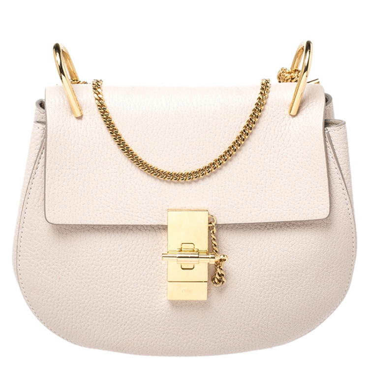 Pre Owned Chloe Nude Leather Medium Drew Shoulder Bag