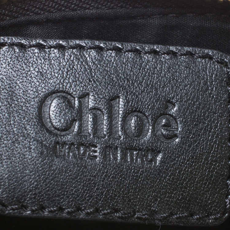 Pre Owned Chloe Metallic Gold/Black Python and Leather Clutch