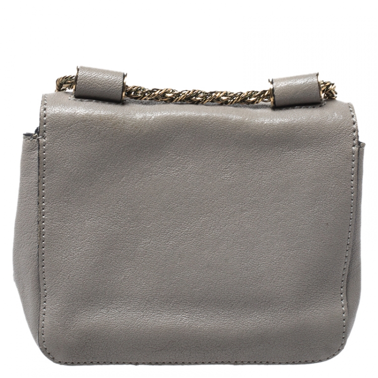 Pre Owned Chloe Grey Leather Mini Elsie Crossbody Bag