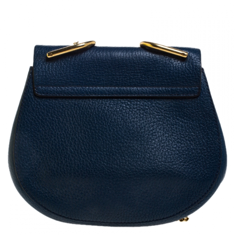 Pre Owned Chloe Dark Blue Leather Small Drew Shoulder Bag