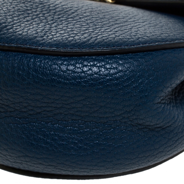 Pre Owned Chloe Dark Blue Leather Small Drew Shoulder Bag