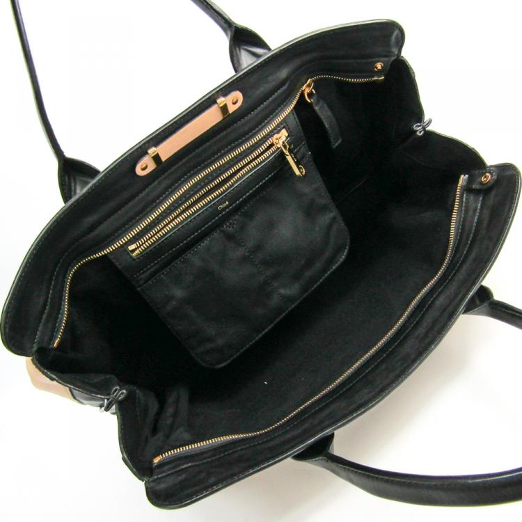مملوكة مسبقًا Chloe Ivory/Black Leather Alice Satchel