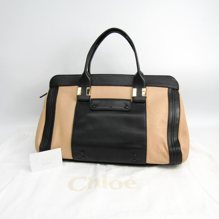 مملوكة مسبقًا Chloe Ivory/Black Leather Alice Satchel