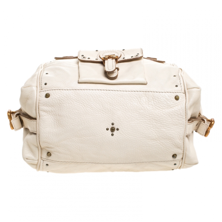 Pre Owned Chloe Off White Leather Front Pocket Paddington Satchel