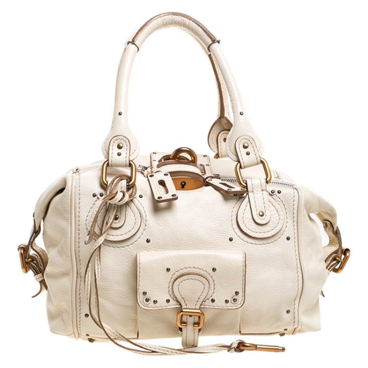Chloe Off White Leather Front Pocket Paddington Satchel