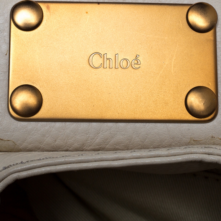 Pre Owned Chloe Off White Leather Front Pocket Paddington Satchel