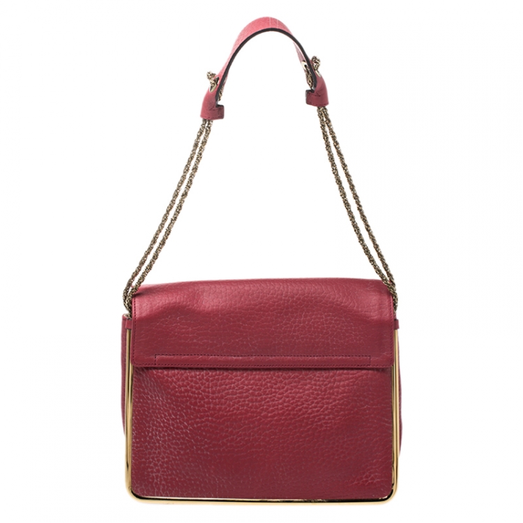 Pre Owned Chloe Red Leather Medium Sally Flap Shoulder Bag