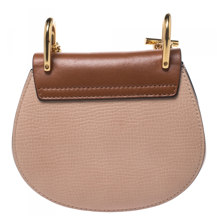 مملوكة مسبقًا Chloe Beige/Brown Leather Nano Drew Shoulder Bag