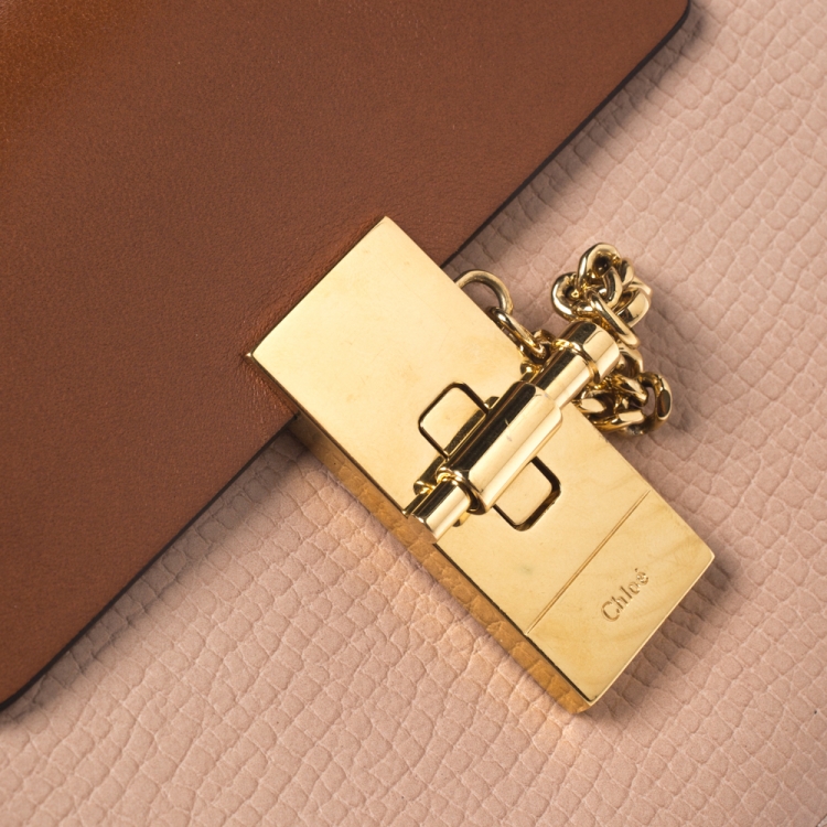مملوكة مسبقًا Chloe Beige/Brown Leather Nano Drew Shoulder Bag