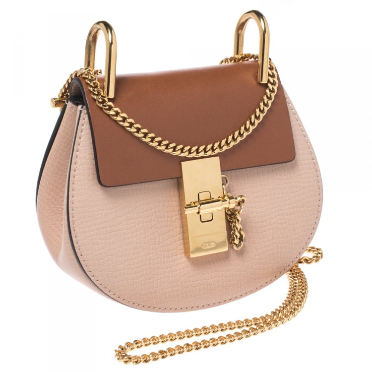 مملوكة مسبقًا Chloe Beige/Brown Leather Nano Drew Shoulder Bag