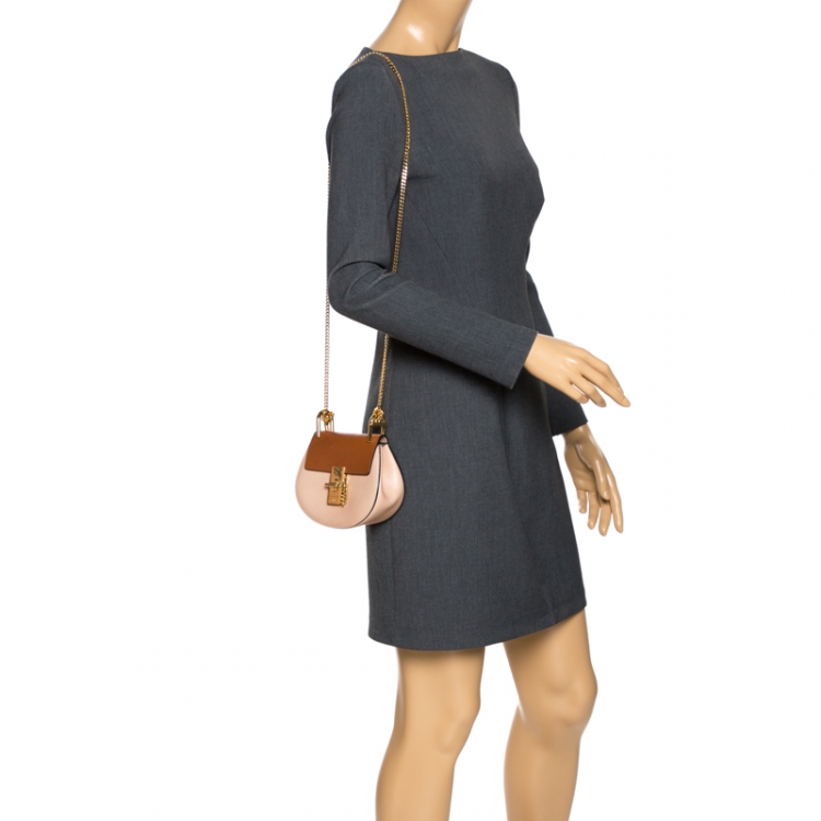 مملوكة مسبقًا Chloe Beige/Brown Leather Nano Drew Shoulder Bag