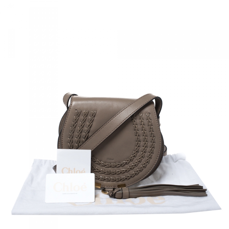 Pre Owned Chloe Beige Leather Mini Marcie Crossbody Bag