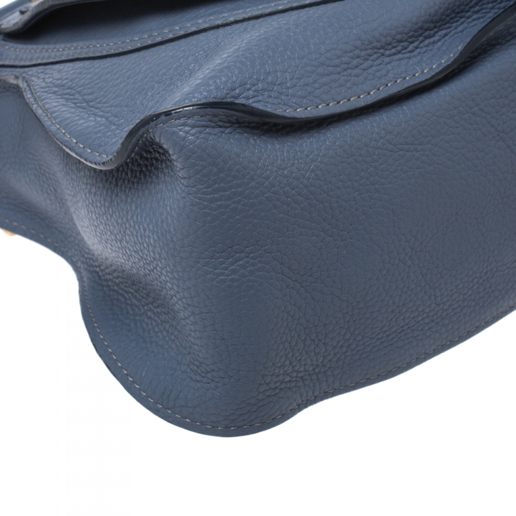 Pre Owned Chloe Blue Leather Medium Marcie Shoulder Bag