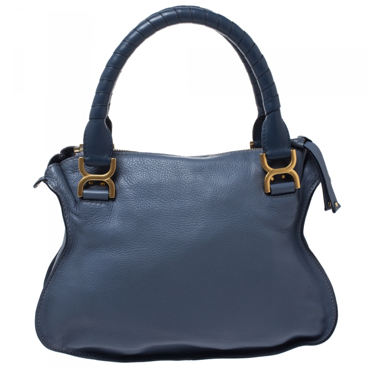 Pre Owned Chloe Blue Leather Medium Marcie Shoulder Bag