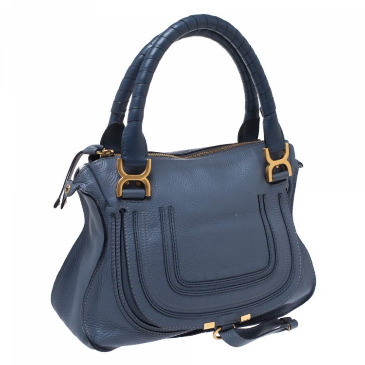 Pre Owned Chloe Blue Leather Medium Marcie Shoulder Bag