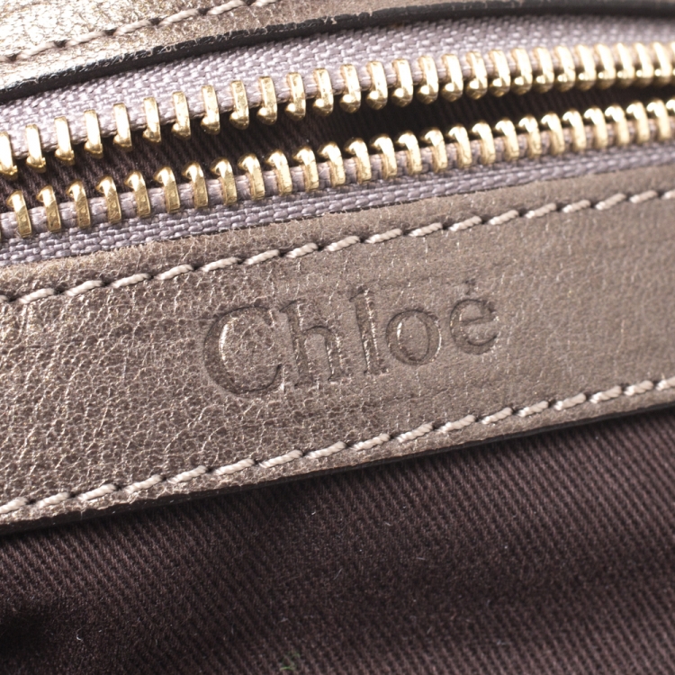 Pre Owned Chloe Olive Green Leather Large Paraty Shopper Tote