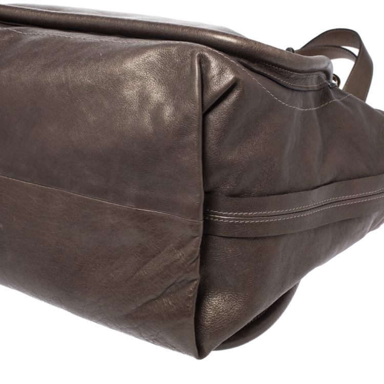 Pre Owned Chloe Olive Green Leather Large Paraty Shopper Tote