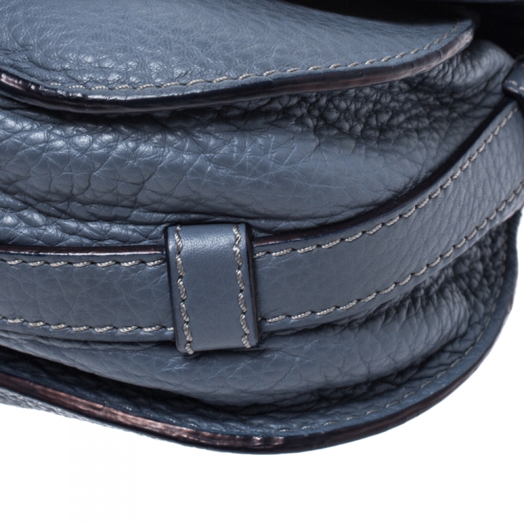 Pre Owned Chloe Blue Leather Mini Marcie Crossbody Bag