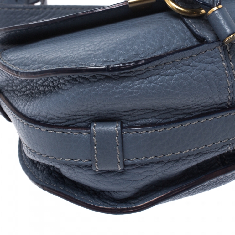 Pre Owned Chloe Blue Leather Mini Marcie Crossbody Bag
