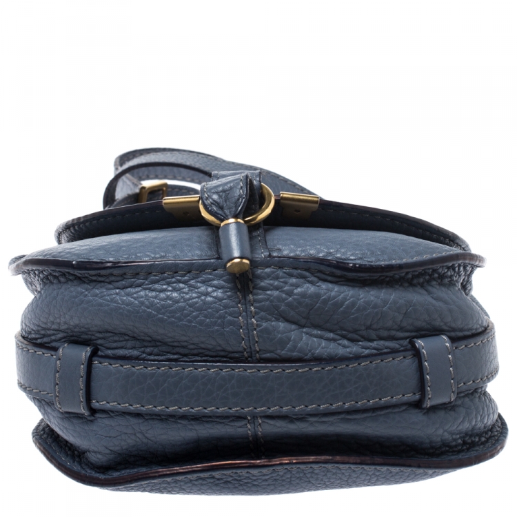 Pre Owned Chloe Blue Leather Mini Marcie Crossbody Bag