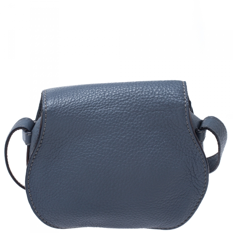 Pre Owned Chloe Blue Leather Mini Marcie Crossbody Bag