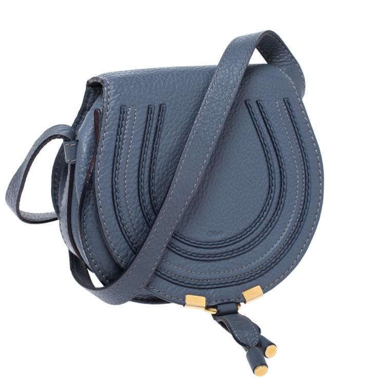 Pre Owned Chloe Blue Leather Mini Marcie Crossbody Bag