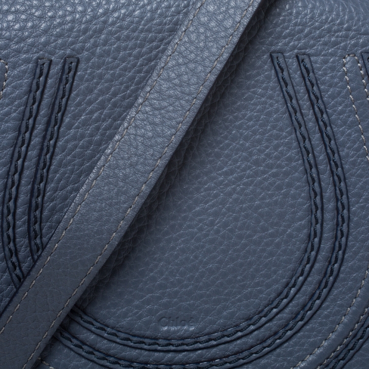 Pre Owned Chloe Blue Leather Mini Marcie Crossbody Bag