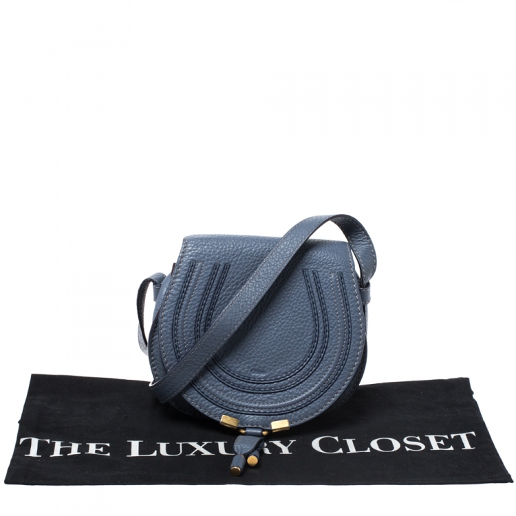 Pre Owned Chloe Blue Leather Mini Marcie Crossbody Bag
