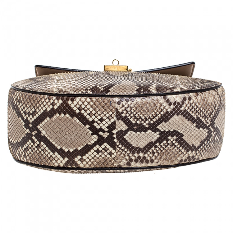 Pre Owned Chloe Beige Python Medium Drew Shoulder Bag